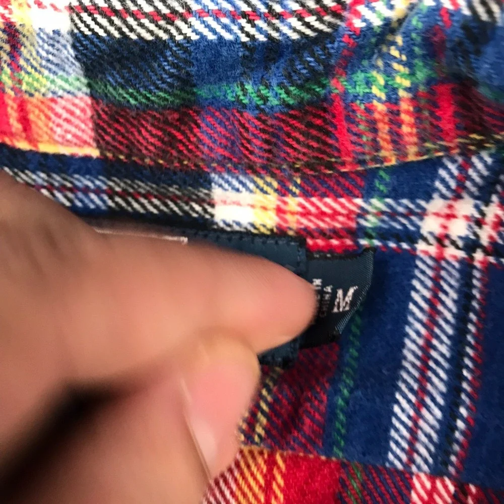 Polo Ralph Lauren Shirt Mens M Blue Plaid Flannel Button Up Pocket Long Sleeve